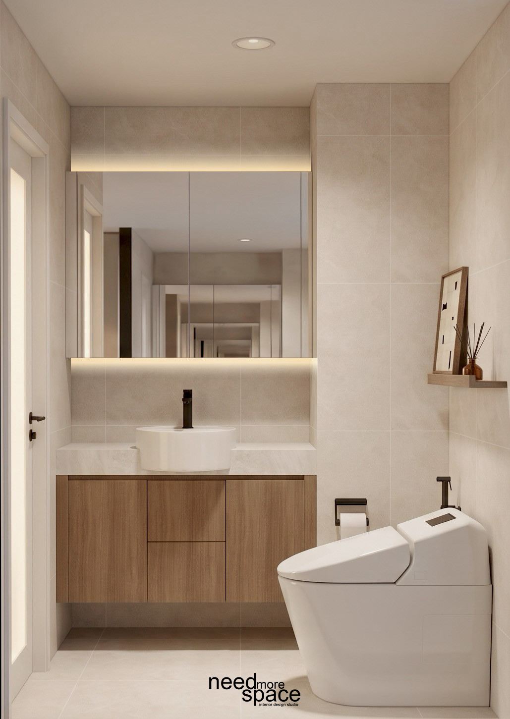 Bathroom — Mirror Cabinet Smart Toilet
